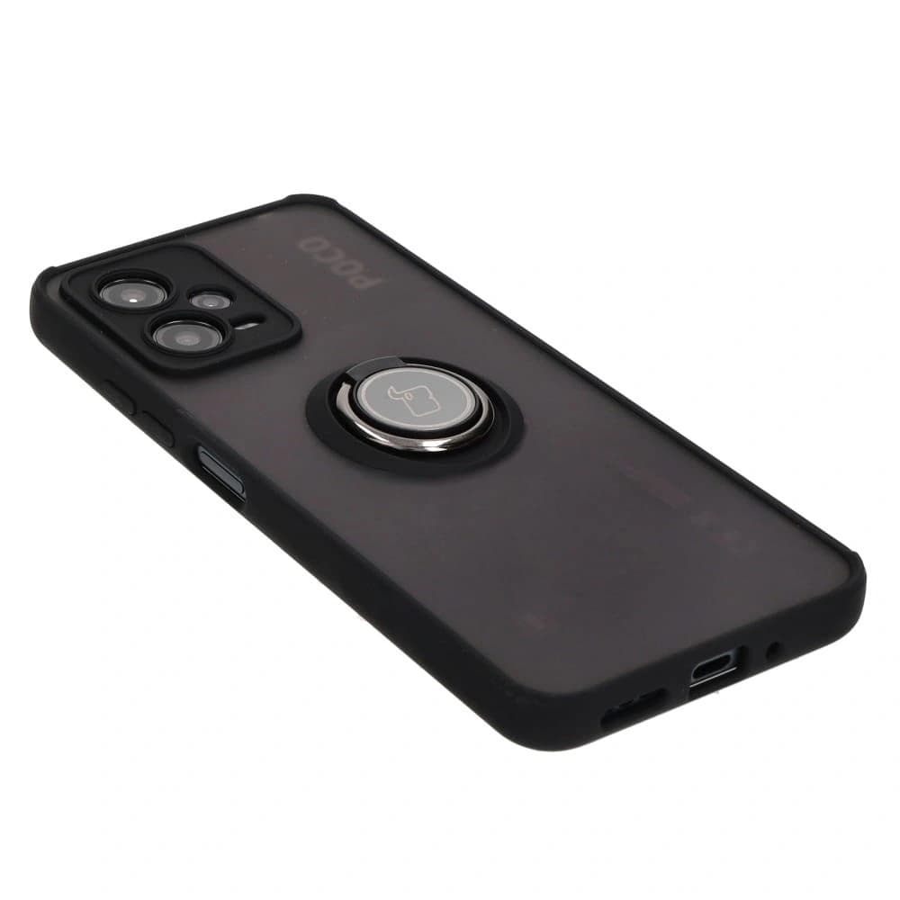 Bizon Case Hybrid Ring Xiaomi Poco X5 / Redmi Note 12 5G rauchig mit einem schwarzen Rahmen - 4
