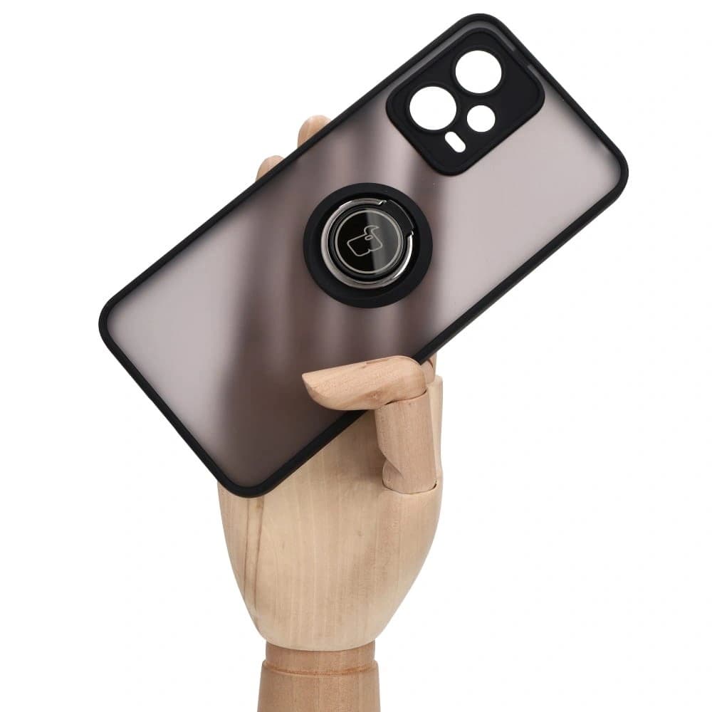 Bizon Case Hybrid Ring Xiaomi Poco X5 / Redmi Note 12 5G rauchig mit einem schwarzen Rahmen - 6