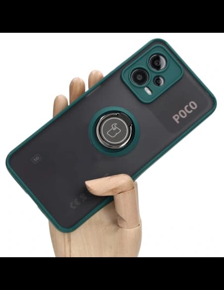 Bizon Case Hybrid Ring Xiaomi Poco X5 / Redmi Note 12 5G smoky with a dark green frame