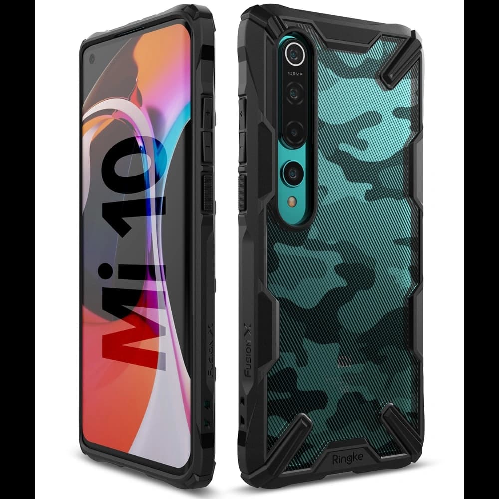 Etui Ringke Fusion-X Xiaomi Mi 10/Pro Camo (Moro) černé - 2
