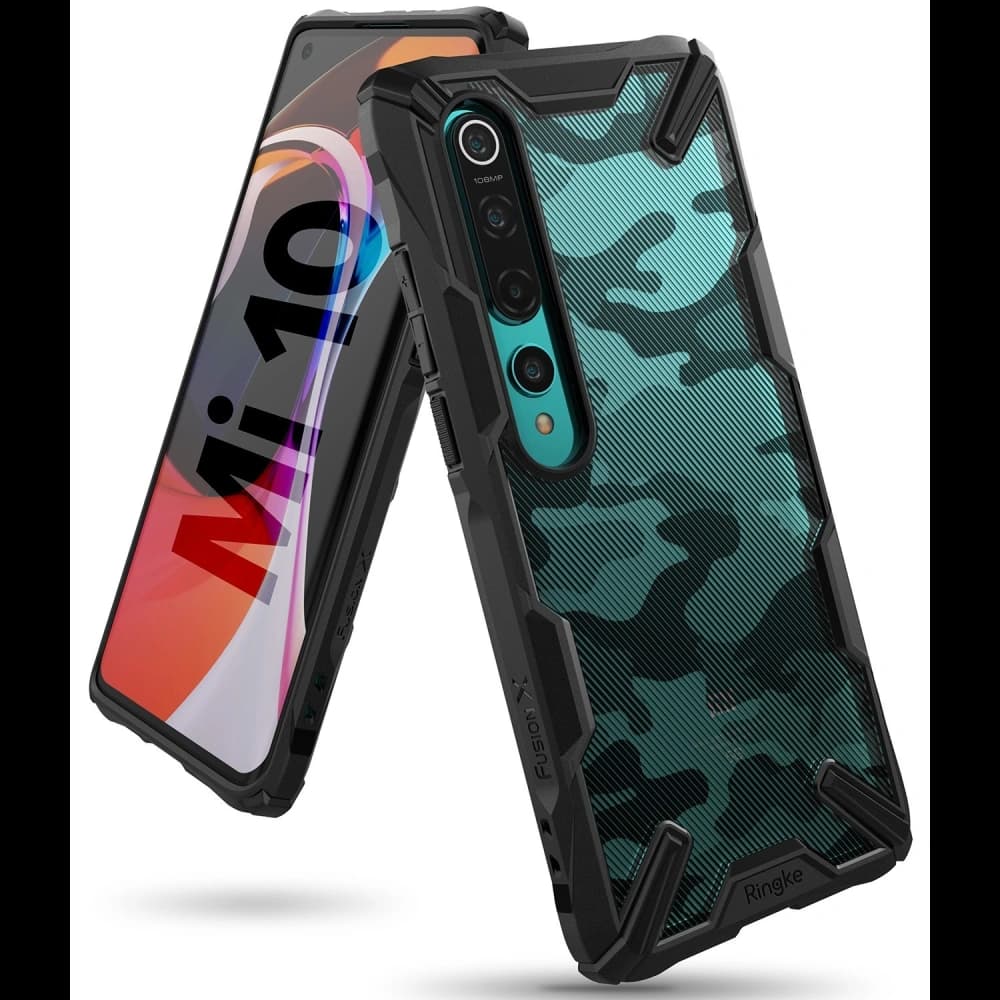 Etui Ringke Fusion-X Xiaomi Mi 10/Pro Camo (Moro) černé - 3