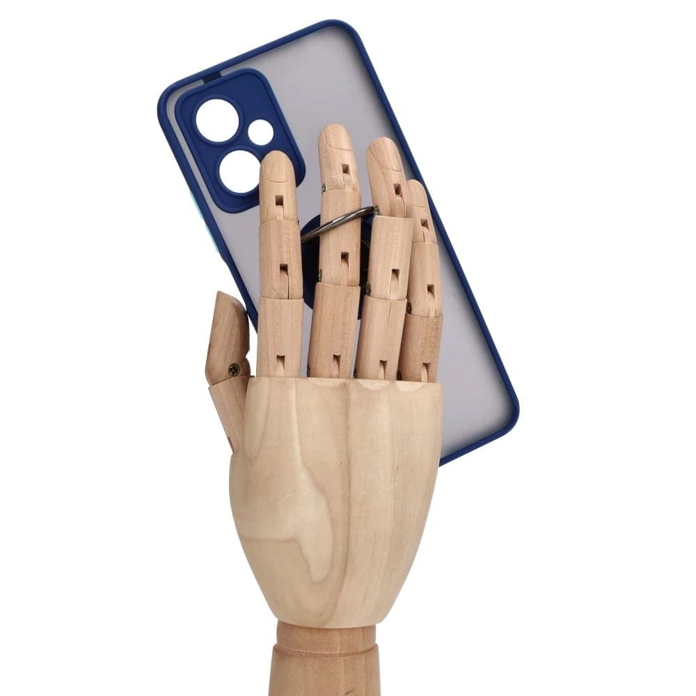 Bizon Case Hybrid Ring Xiaomi Poco X5 / Redmi Note 12 5G rauchig mit einem marineblauen Rahmen - 8