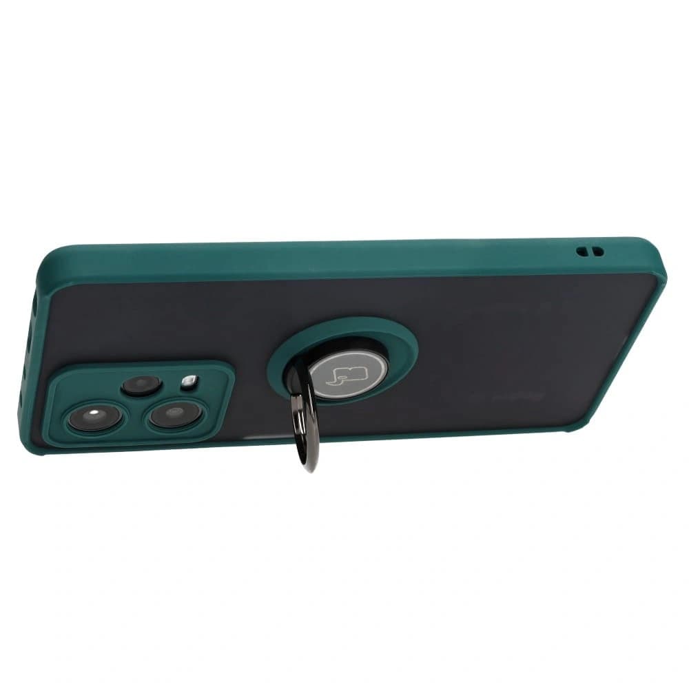Bizon Case Hybrid Ring Xiaomi Redmi Note 12 Pro 5G fumurie cu un cadru verde închis - 5