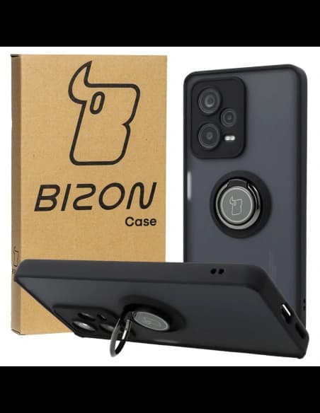 Bizon Case Hybrid Ring Xiaomi Redmi Note 12 Pro+ 5G smoky with a black frame