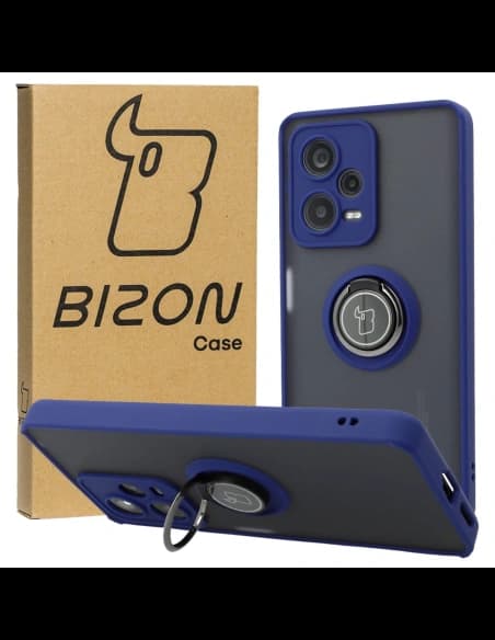 Bizon Case Hybrid Ring Xiaomi Redmi Note 12 Pro+ 5G smoky with a navy blue frame