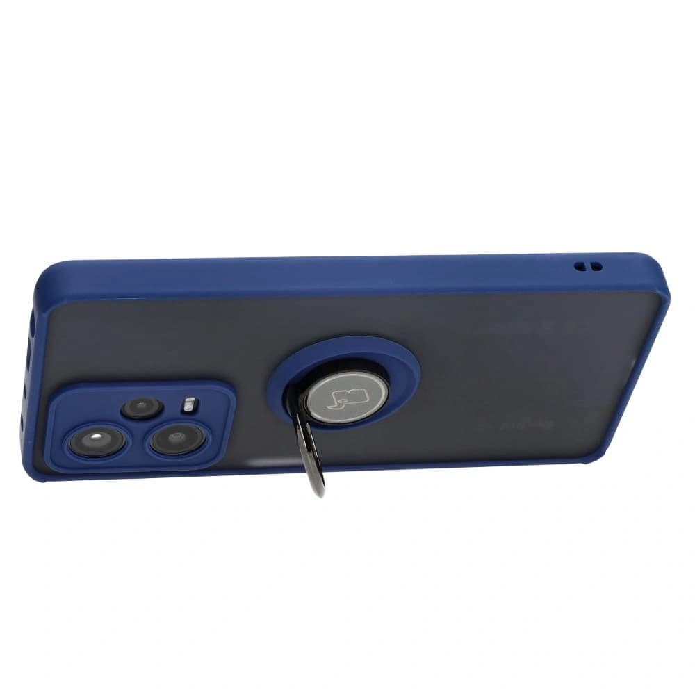 Bizon Case Hybrid Ring Xiaomi Redmi Note 12 Pro+ 5G smoky with a navy blue frame - 5