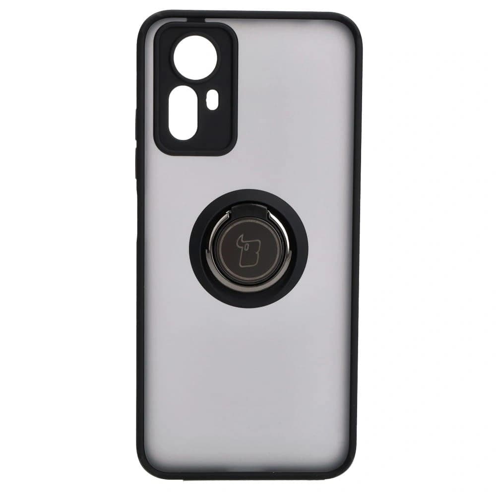Etui s úchytem na prst Bizon Case Hybrid Ring pro Xiaomi Redmi Note 12S kouřové s černým rámečkem - 2