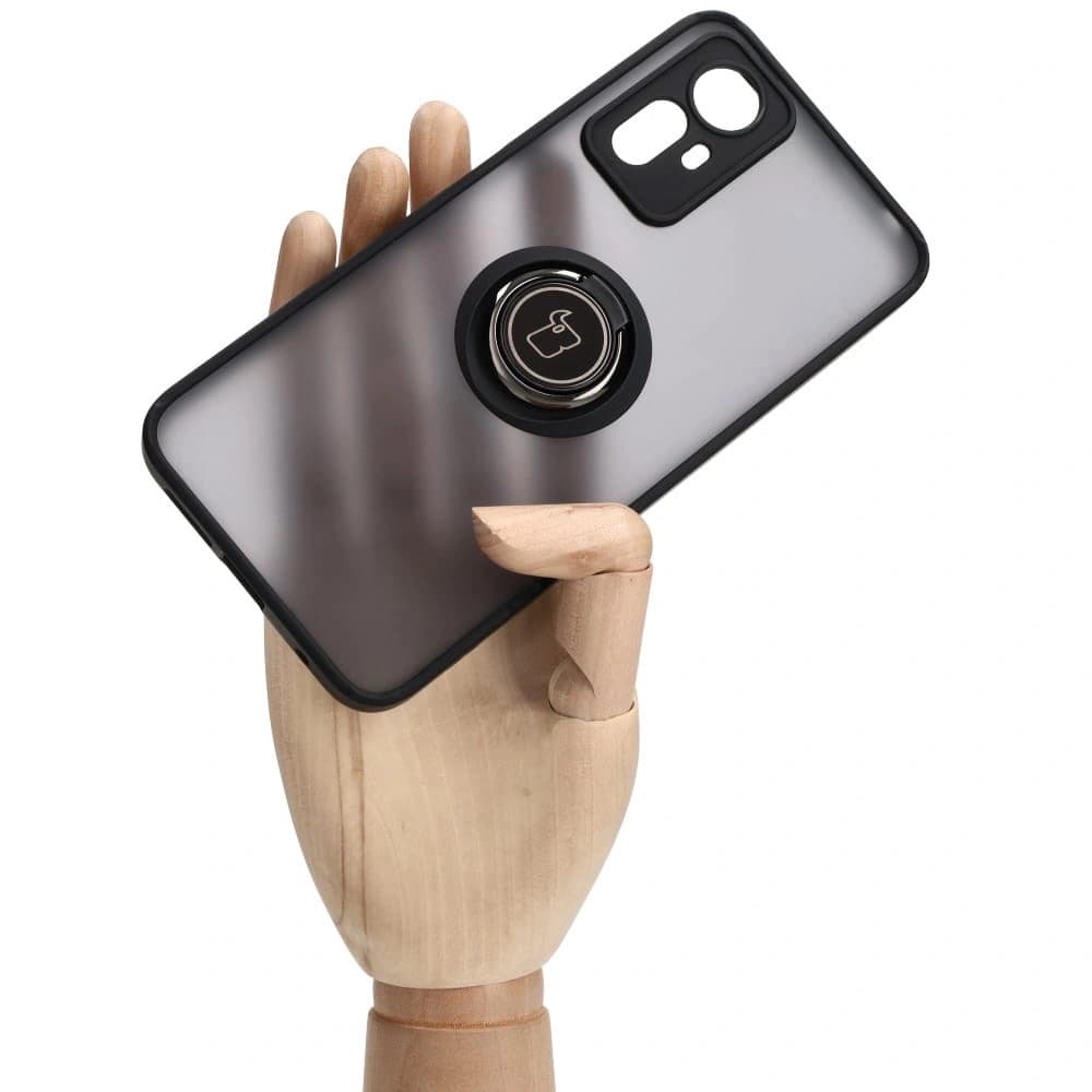 Etui s úchytem na prst Bizon Case Hybrid Ring pro Xiaomi Redmi Note 12S kouřové s černým rámečkem - 6