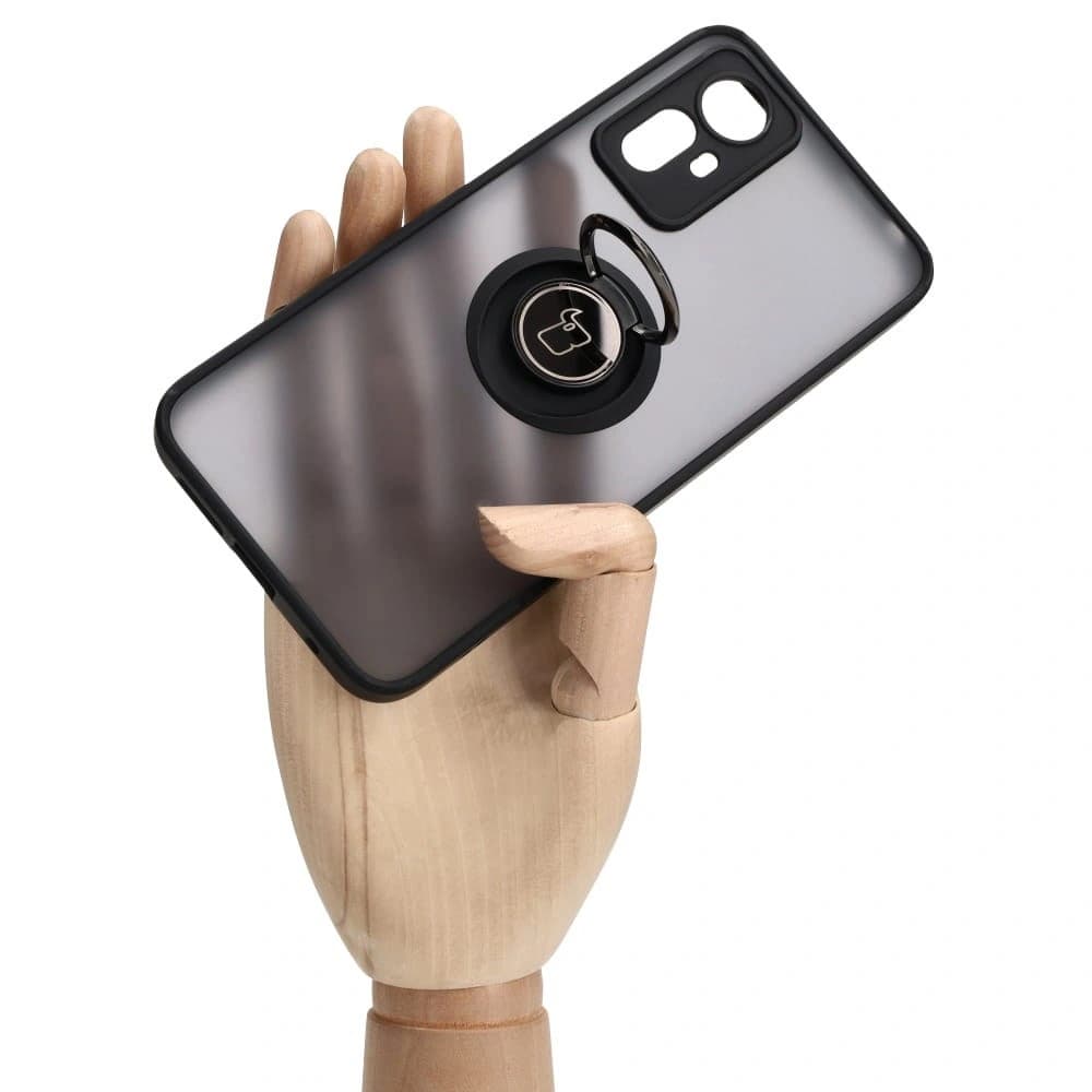 Etui s úchytem na prst Bizon Case Hybrid Ring pro Xiaomi Redmi Note 12S kouřové s černým rámečkem - 7