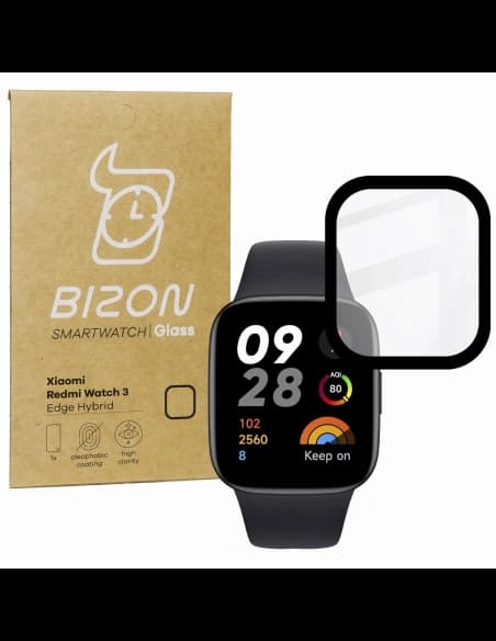 Sklo hybridní Bizon Glass Edge Hybrid pro Xiaomi Redmi Watch 3 černé