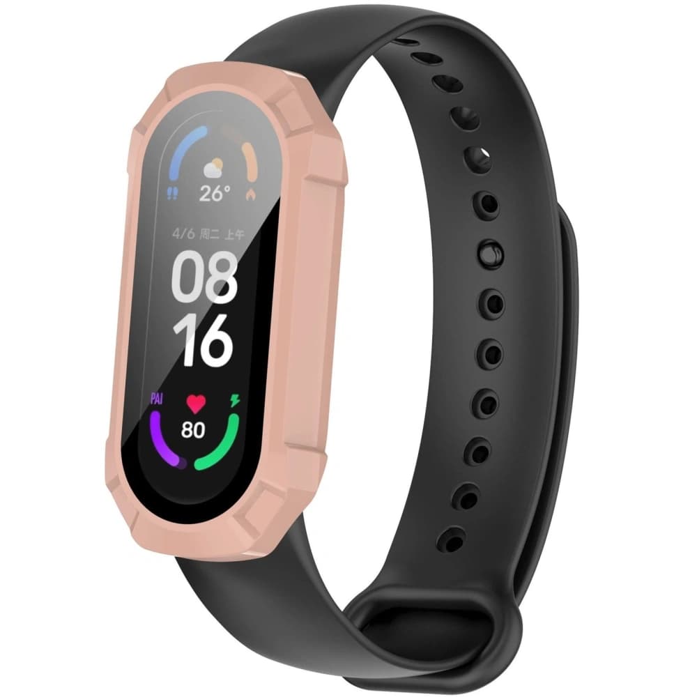 Etui se sklem Bizon Case AntiShock Set Xiaomi Mi Band 7 světle růžové - 2