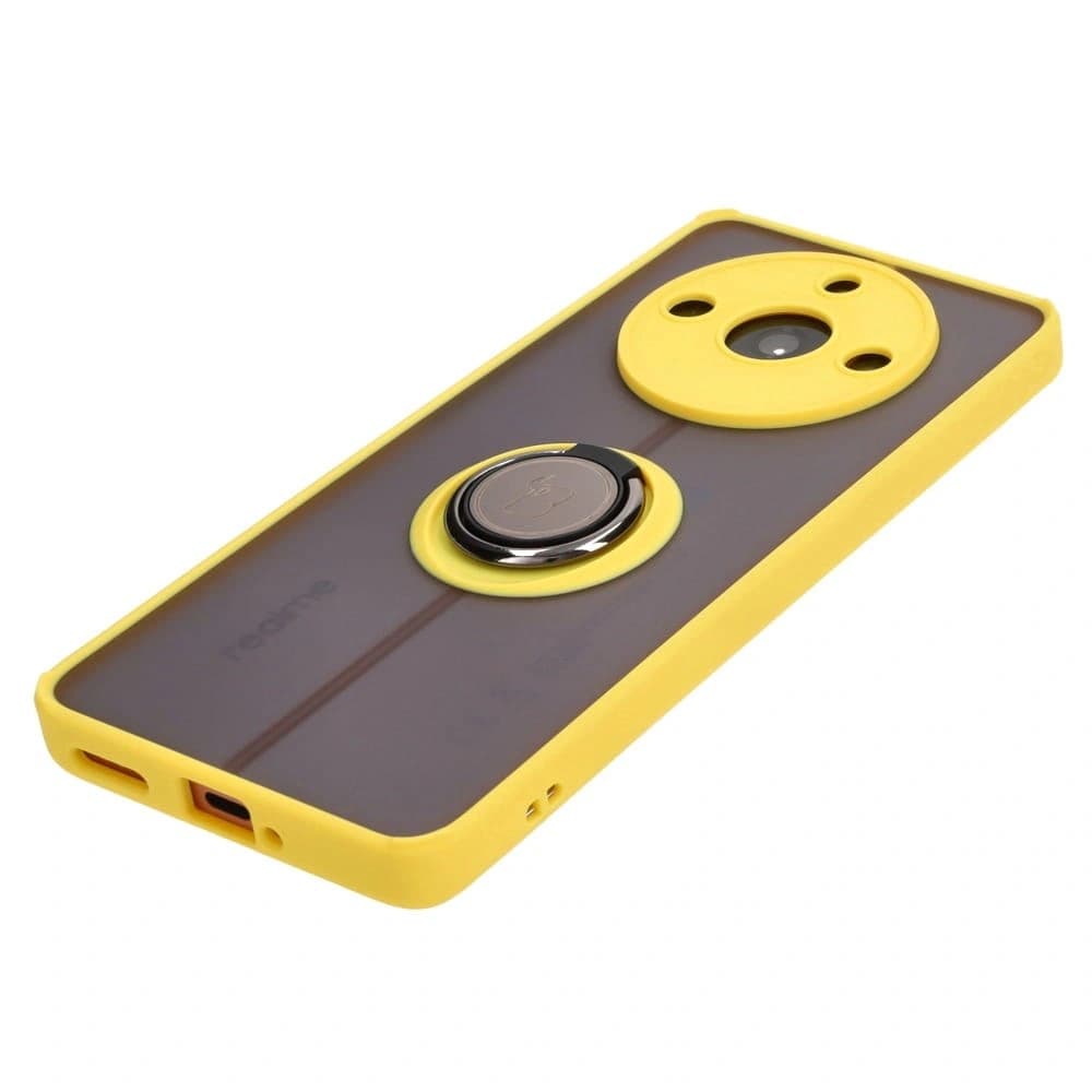 Bizon Case Hybrid Ring für Realme 11 Pro / 11 Pro+ rauchig mit einem gelben Rahmen - 3