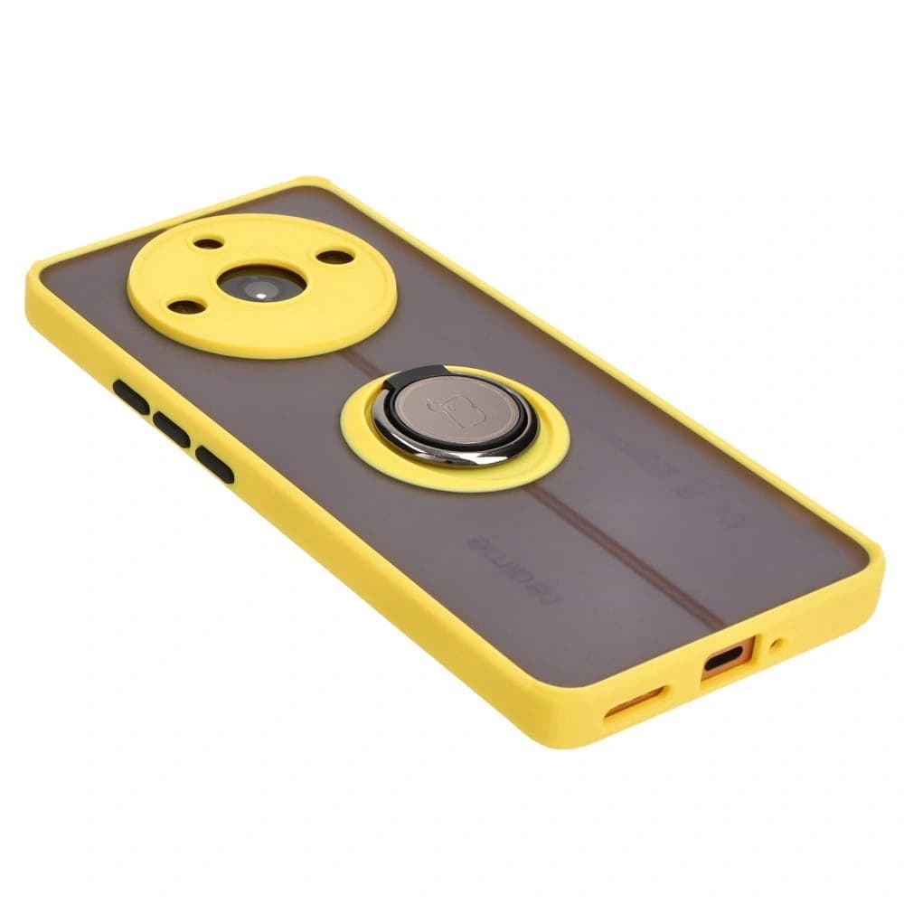 Bizon Case Hybrid Ring für Realme 11 Pro / 11 Pro+ rauchig mit einem gelben Rahmen - 4