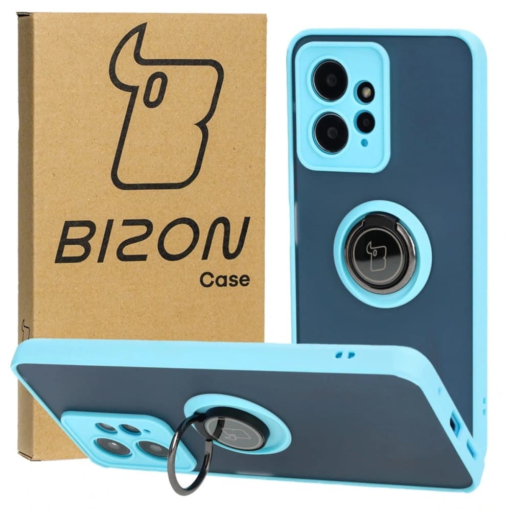 Bizon Case Hybrid Ring Xiaomi Redmi Note 12 4G smoky with a light blue frame