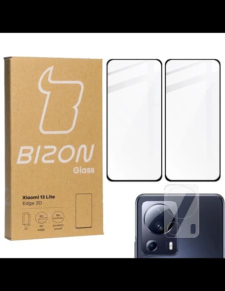 BIZON Edge 3D 2x sticlă pentru ecran + sticlă pentru cameră Xiaomi 13 Lite