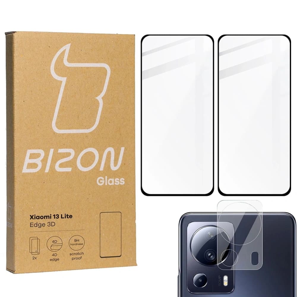 BIZON Edge 3D 2x Bildschirmglas + Kameraglas Xiaomi 13 Lite