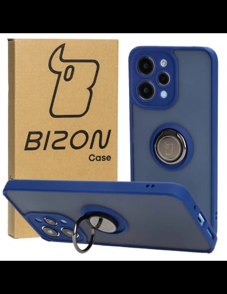 Bizon Case Hybrid Ring Xiaomi Redmi 12 rauchig mit einem marineblauen Rahmen