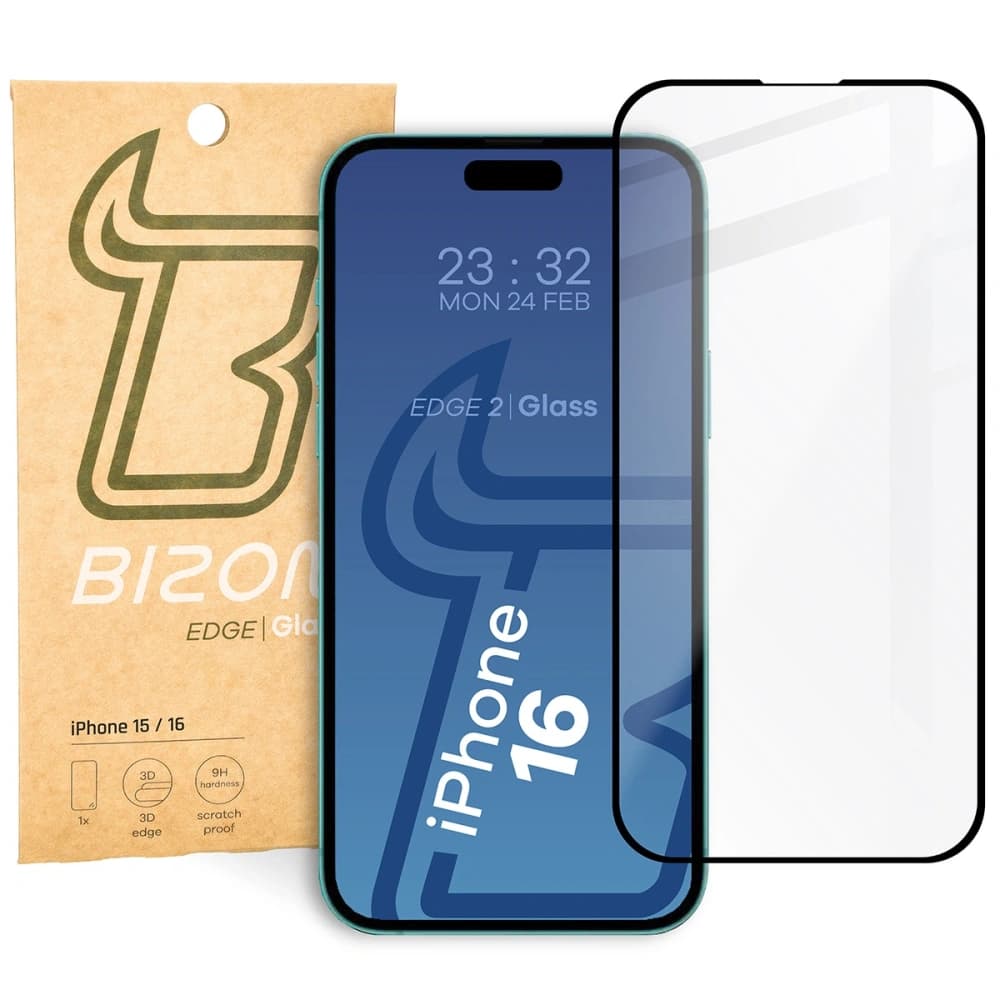 Bizon Glass Edge 2 Apple iPhone 15 / 16 black