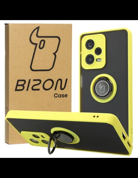 Bizon Case Hybrid Ring Xiaomi Redmi Note 12 Pro+ 5G smoky with a yellow frame