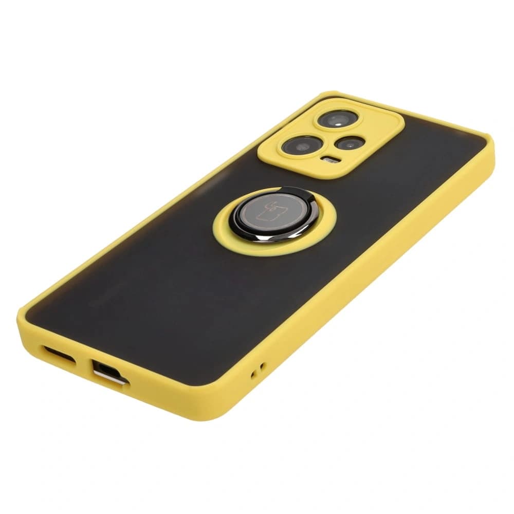 Bizon Case Hybrid Ring Xiaomi Redmi Note 12 Pro+ 5G smoky with a yellow frame - 3