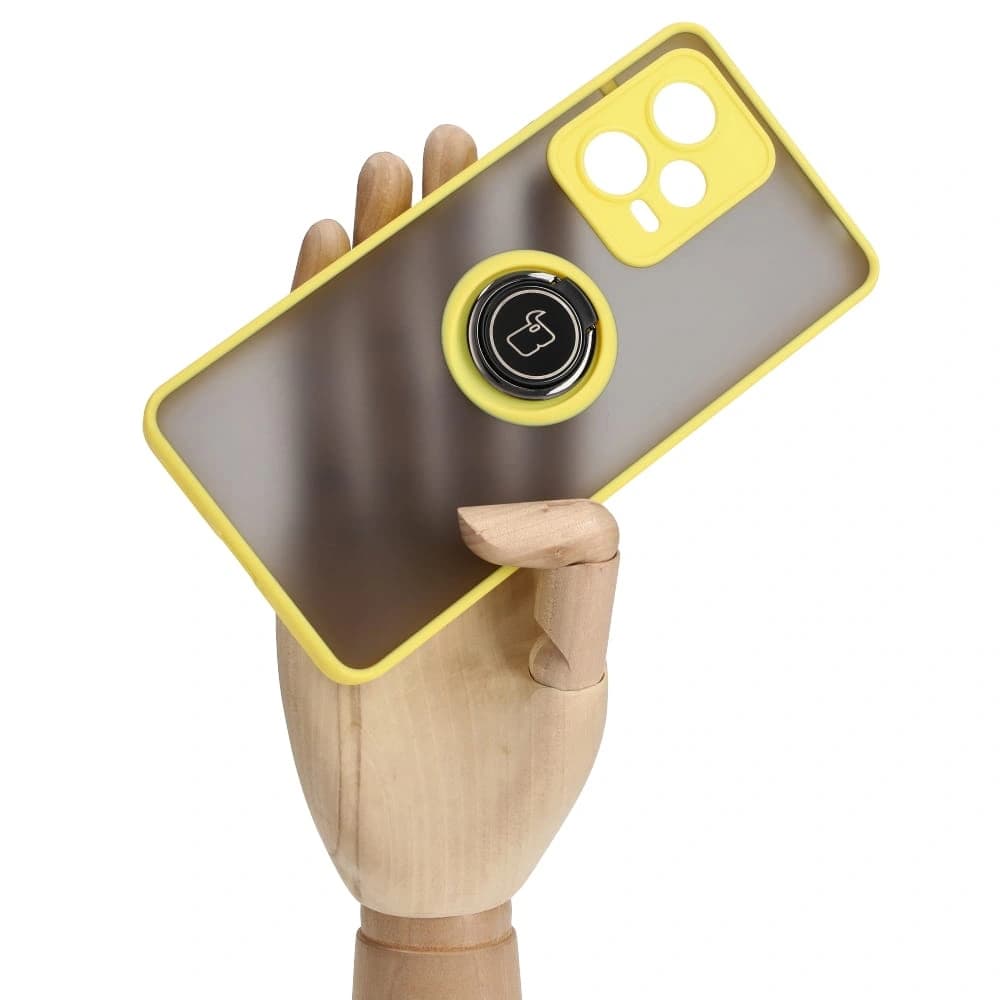 Bizon Case Hybrid Ring Xiaomi Redmi Note 12 Pro+ 5G smoky with a yellow frame - 6