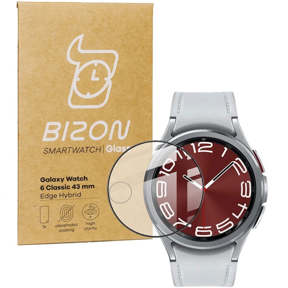 Bizon Glass Watch Edge Hybrid Samsung Galaxy Watch 6 Classic 43mm negru