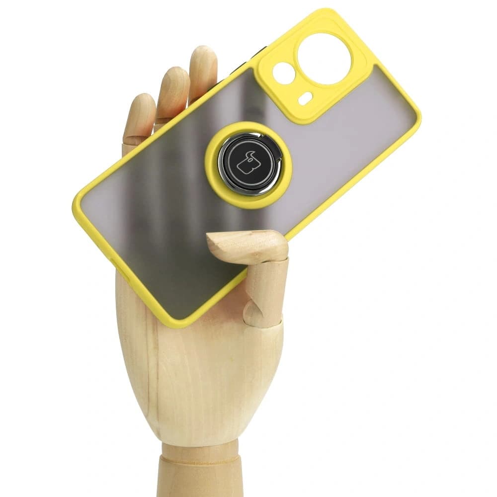 Bizon Case Hybrid Ring Xiaomi 13 Lite fumuriu cu un cadru galben - 6