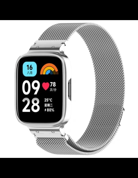 Bizon Strap + Case Uhrkette Xiaomi Redmi Watch 3 Active silber