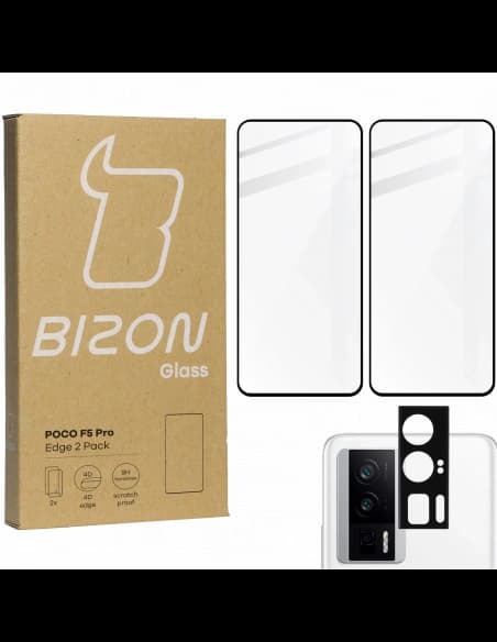 BIZON Edge Pack 2x sticlă de ecran + sticlă de cameră Xiaomi Poco F5 Pro