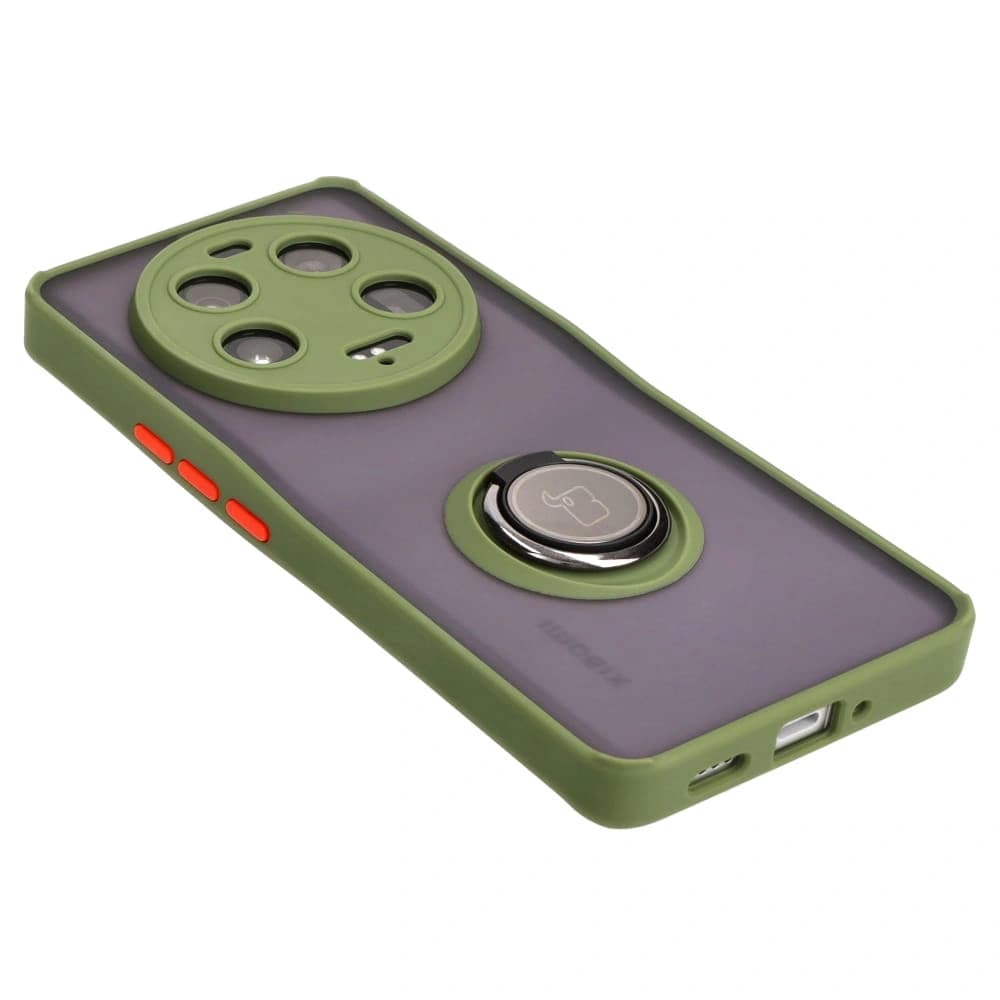 Bizon Case Hybrid Ring Xiaomi 13 Ultra fumuriu cu un cadru verde - 4
