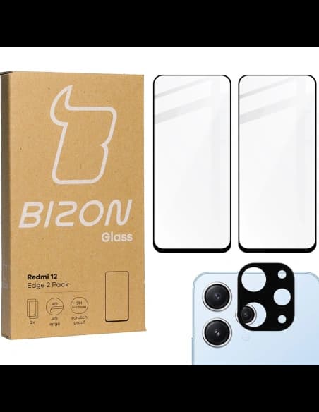 BIZON Edge 2x Bildschirmglas + Kameraglas Xiaomi Redmi 12
