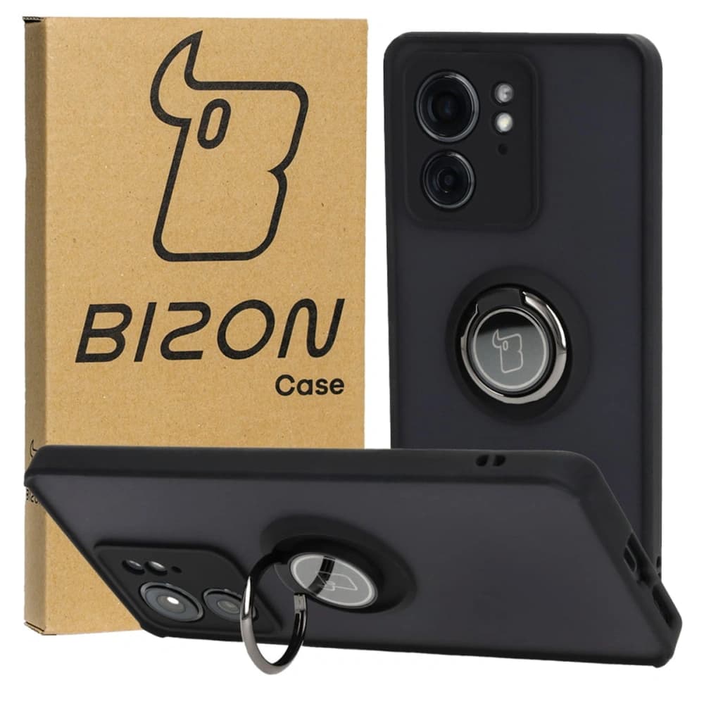 Bizon Case Hybrid gyűrű Motorola Edge 40 füstös fekete kerettel