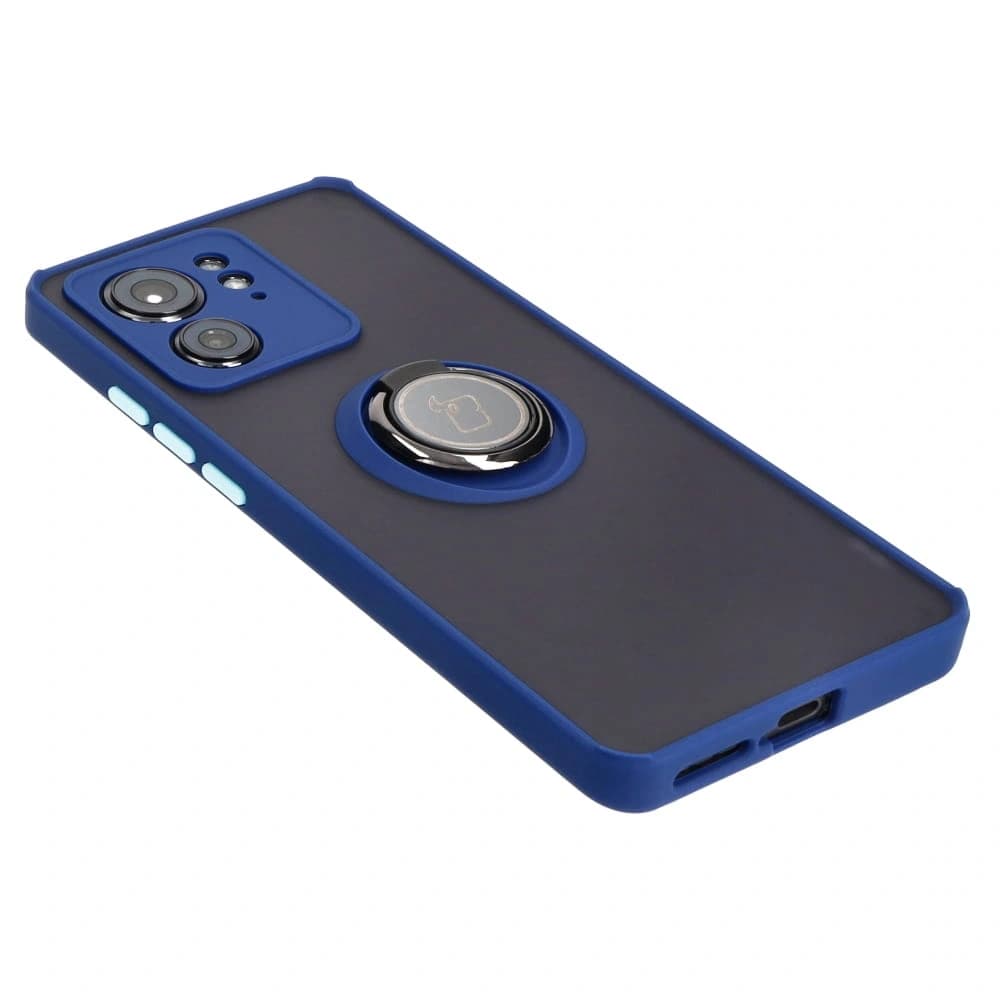 Bizon Case Hybrid Gyűrű Motorola Edge 40 füstös színben, tengerészkék kerettel - 4