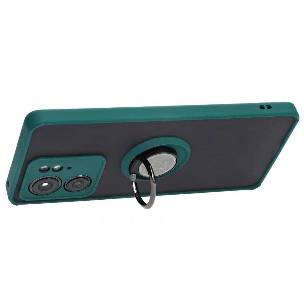 Bizon Case Hybrid Gyűrű Motorola Edge 40 füstös színben sötétzöld kerettel - 5