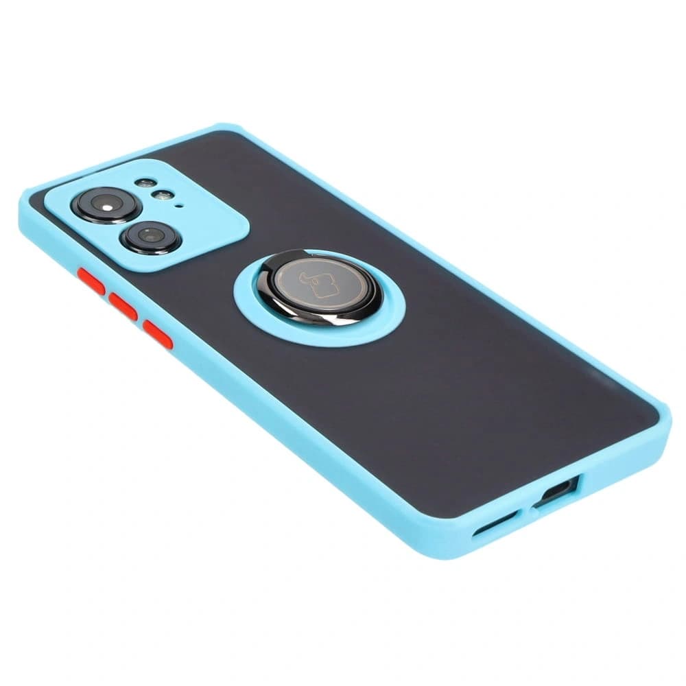 Bizon Case Hybrid Gyűrű Motorola Edge 40 füstös színben, világoskék kerettel - 4