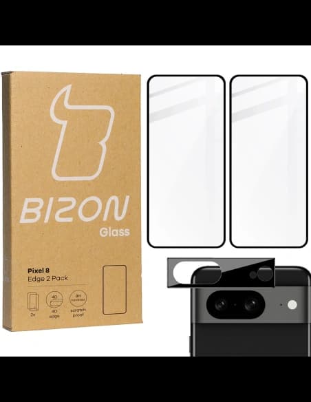 BIZON Edge 2x sticlă pentru ecran + sticlă pentru cameră Pixel 8