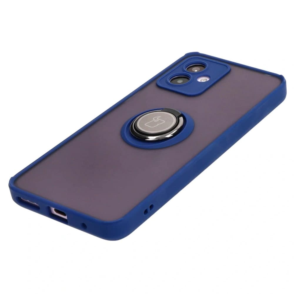 Bizon Case Hybrid Ring Motorola Moto G14 fumuriu cu un cadru albastru închis - 3