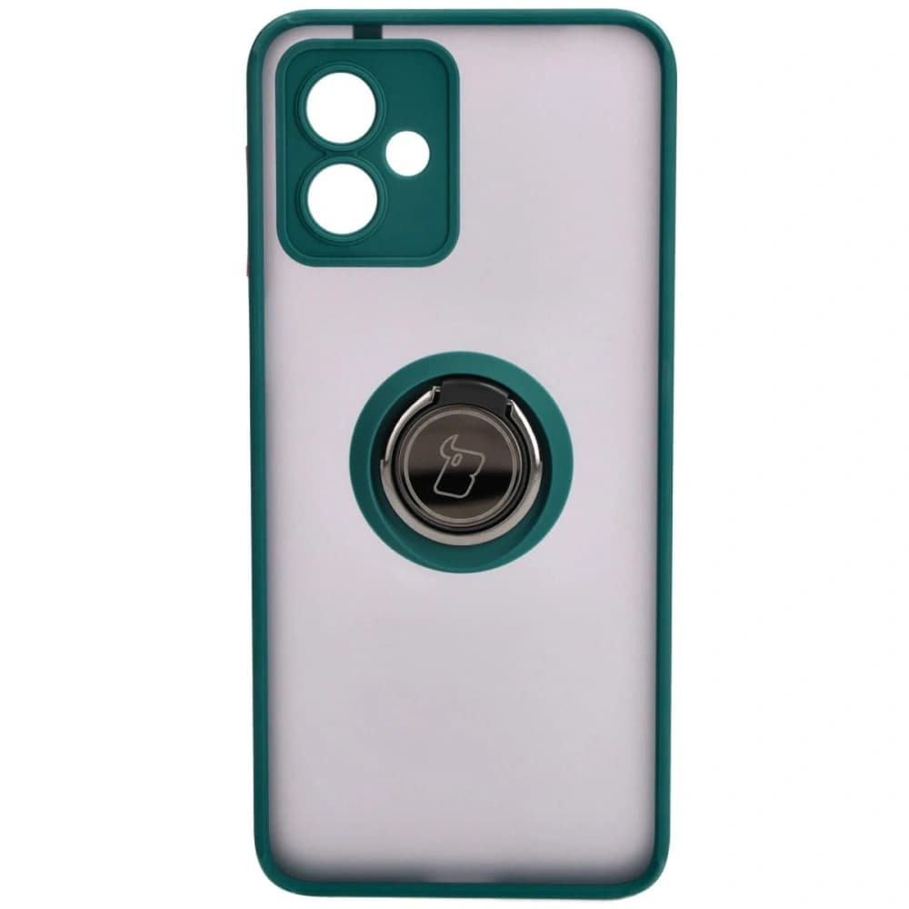 Bizon Case Hybrid Ring Motorola Moto G14 fumuriu cu un cadru verde închis - 2