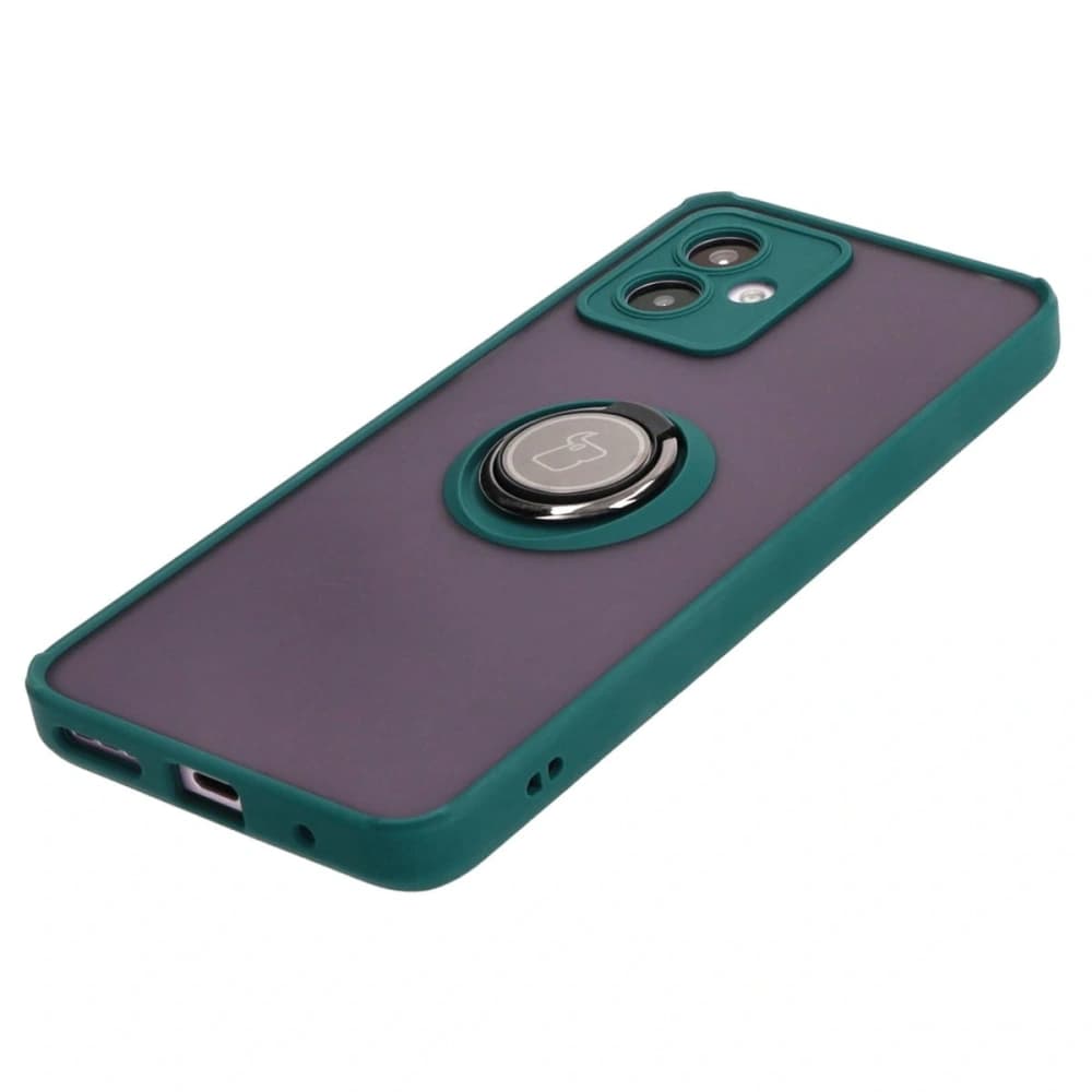 Bizon Case Hybrid Ring Motorola Moto G14 fumuriu cu un cadru verde închis - 3