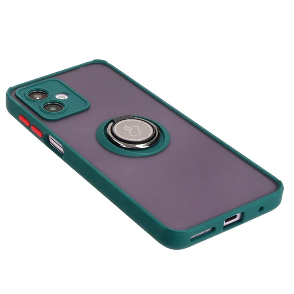 Bizon Case Hybrid Ring Motorola Moto G14 fumuriu cu un cadru verde închis - 4