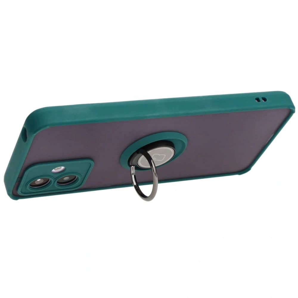 Bizon Case Hybrid Ring Motorola Moto G14 fumuriu cu un cadru verde închis - 5