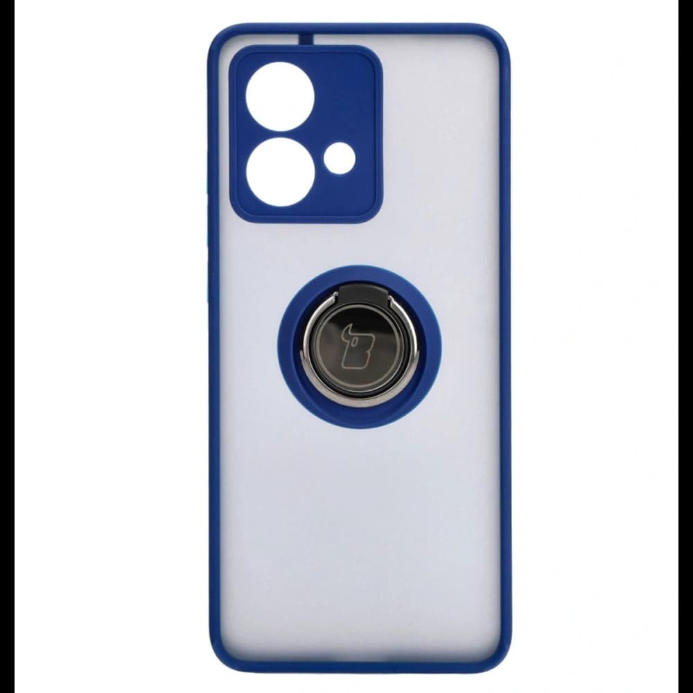 Husa hibridă Bizon pentru Motorola Edge 40 Neo fumurie cu un cadru albastru marin. - 2