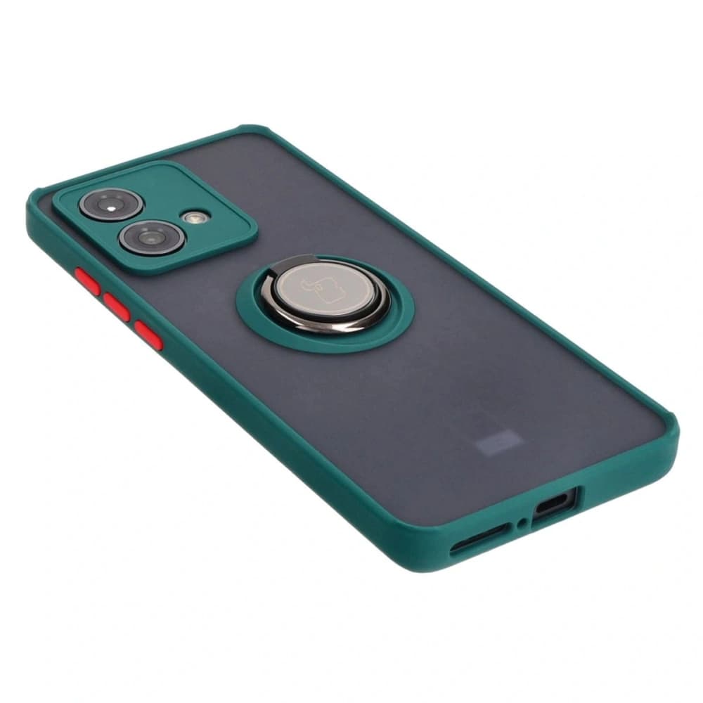 Husa hibridă Bizon pentru Motorola Edge 40 Neo fumurie cu un cadru verde închis. - 4