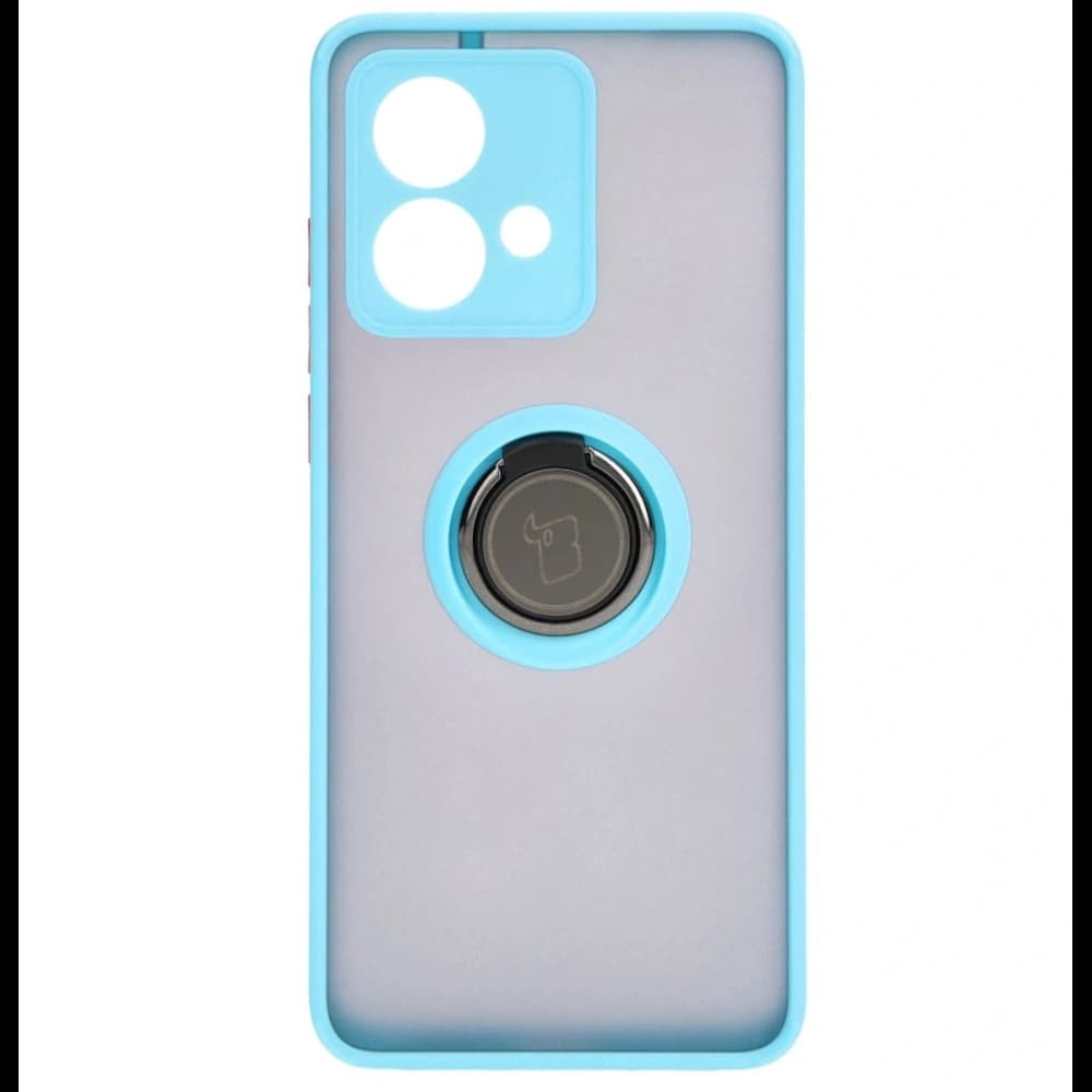 Bizon Case Hybrid Ring Motorola Edge 40 Neo fumuriu cu un cadru albastru deschis - 2