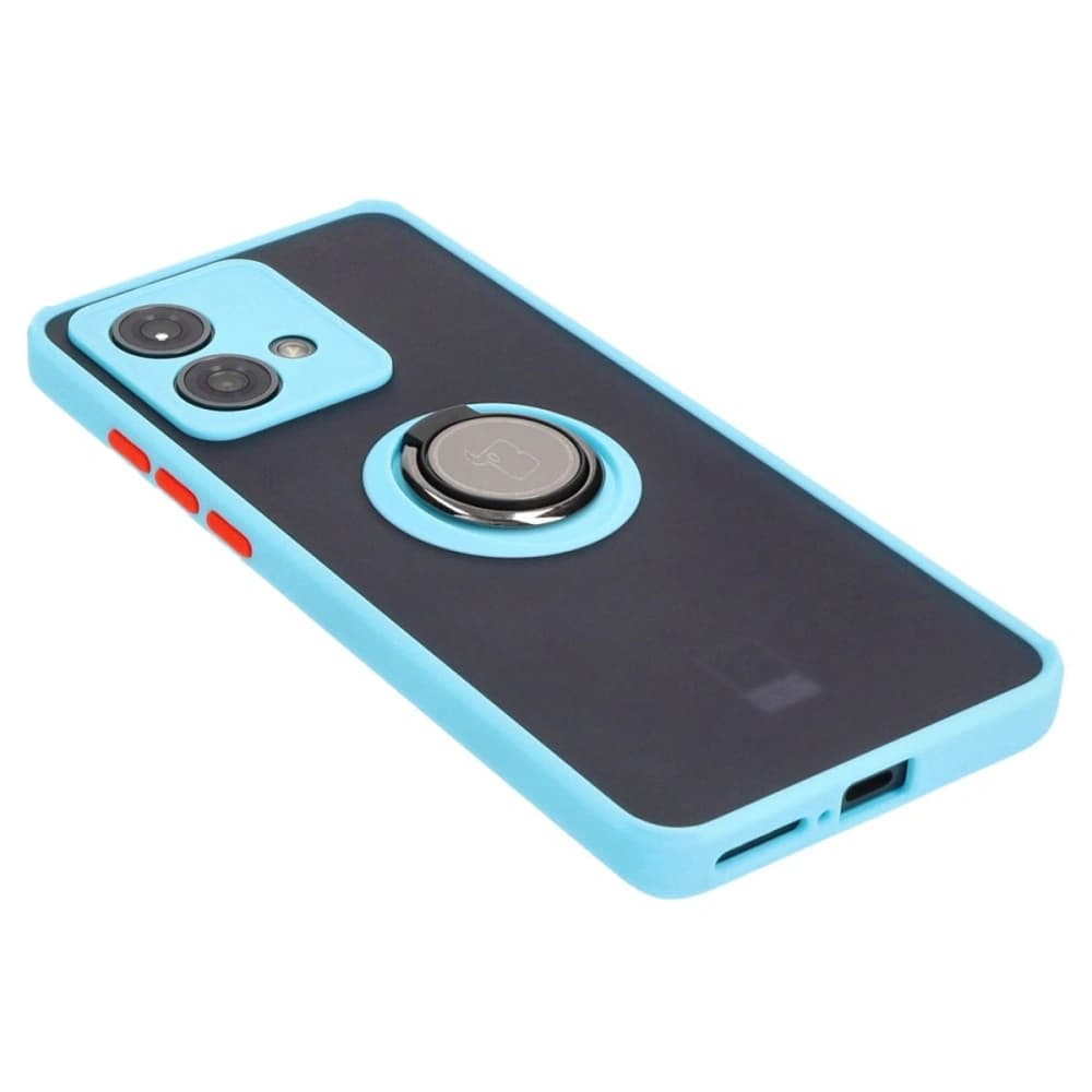 Bizon Case Hybrid Ring Motorola Edge 40 Neo fumuriu cu un cadru albastru deschis - 4
