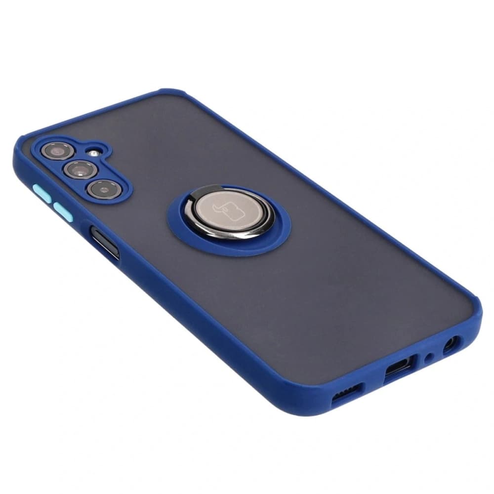 Bizon Case Hybrid Ring Samsung Galaxy M34 5G fumuriu cu un cadru albastru închis - 4