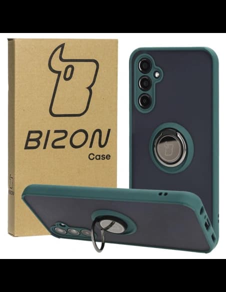 Bizon Case Hybrid Ring Samsung Galaxy M34 5G fumurie cu un cadru verde închis