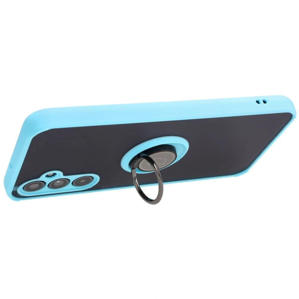 Bizon Case Hybrid Ring Samsung Galaxy M34 5G fumuriu cu un cadru de culoare albastru deschis - 5