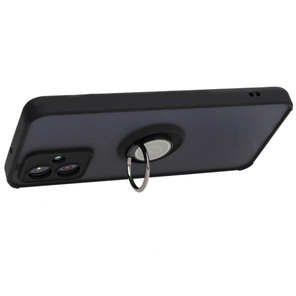 Etui s úchytem na prst Bizon Case Hybrid Ring pro Motorola Moto G54 5G kouřové s černým rámečkem - 5