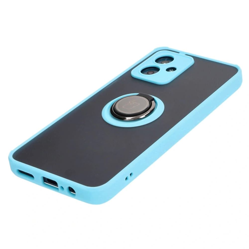 Etui s úchopem na prst Bizon Case Hybrid Ring pro Motorola Moto G54 5G kouřové s jasně modrým rámečkem - 3